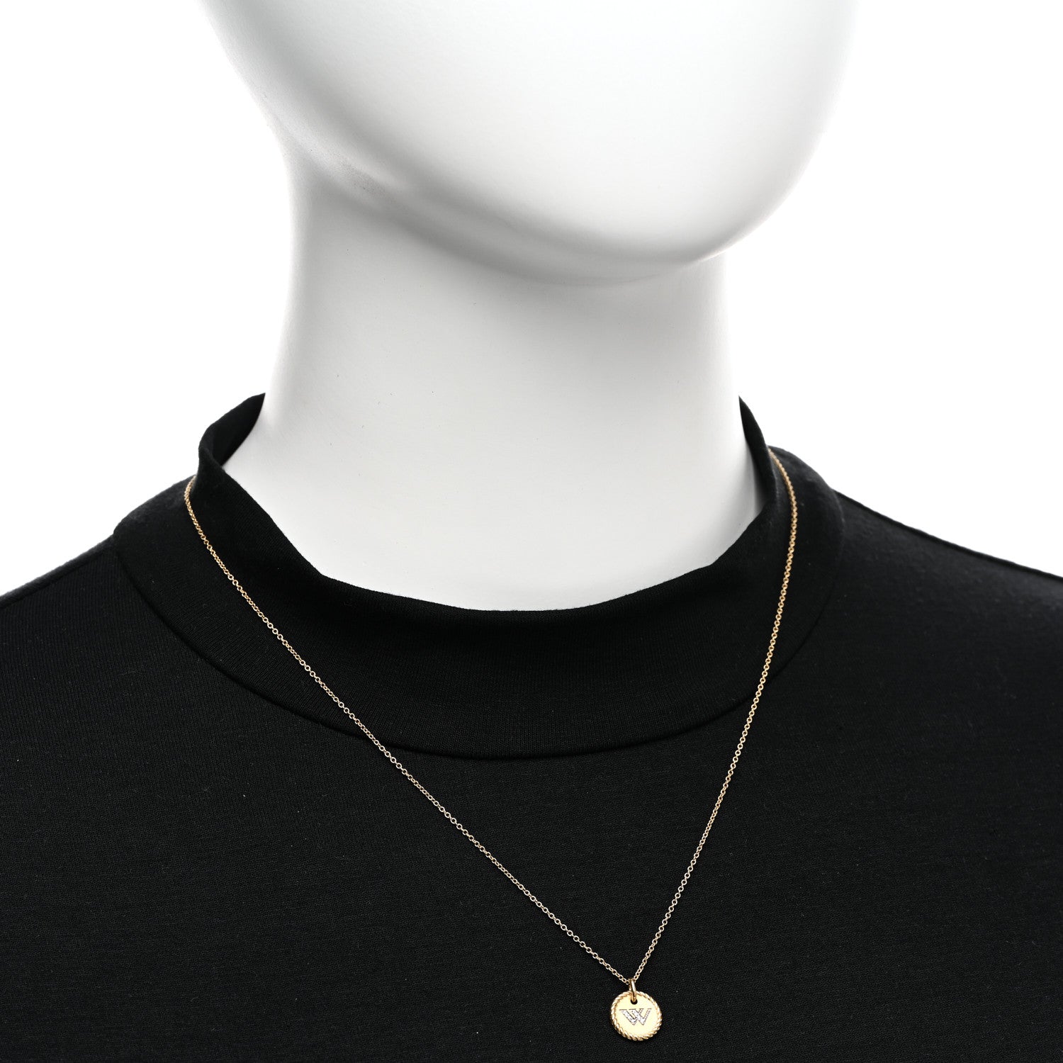 David Yurman 18K Yellow Gold Diamond Initial W Charm Pendant Necklace 2 of 5
