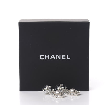 Chanel Crystal Pearl Imperial Bow Earrings Silver 5 of 5