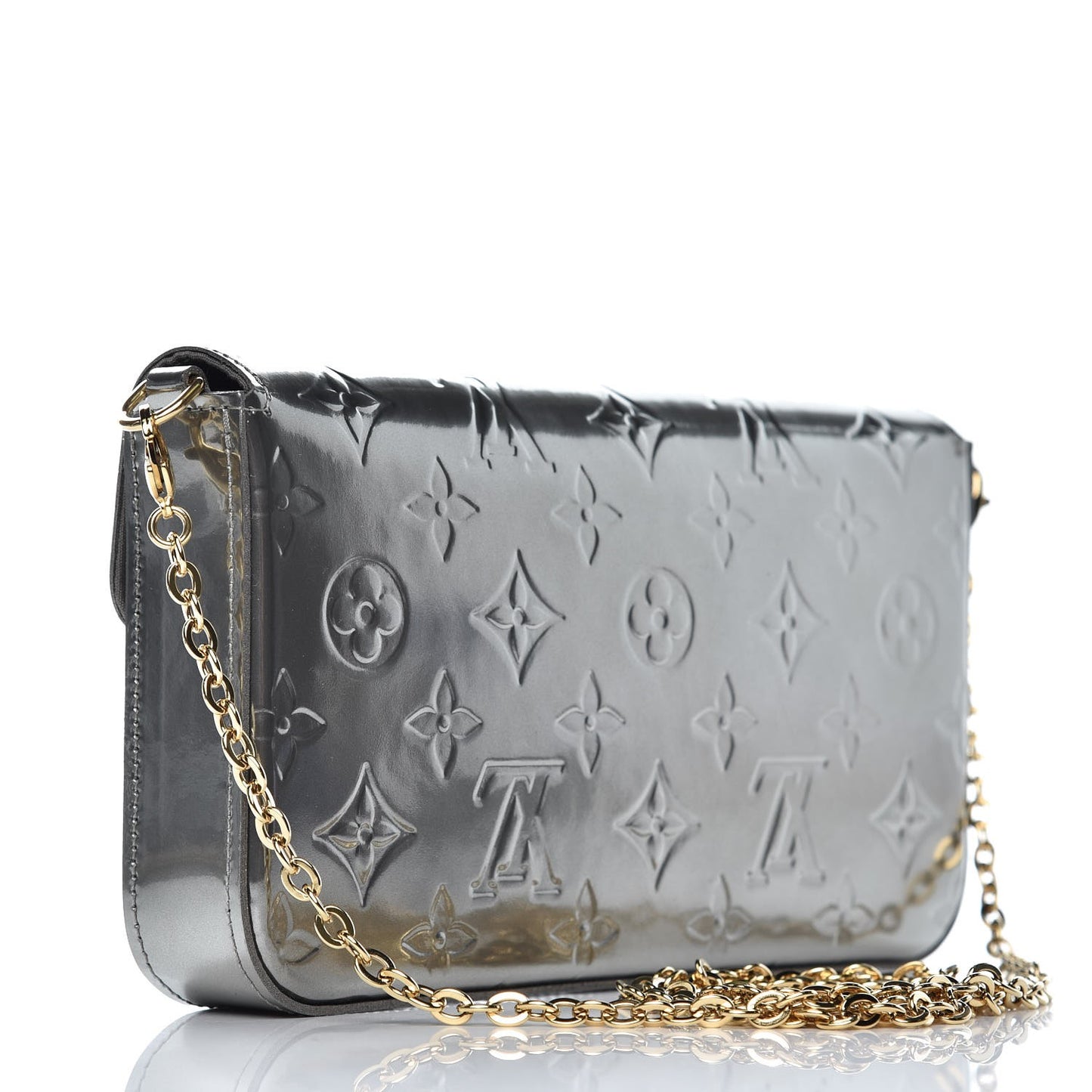 Vernis Felicie Pochette Chain Wallet Gris Metal