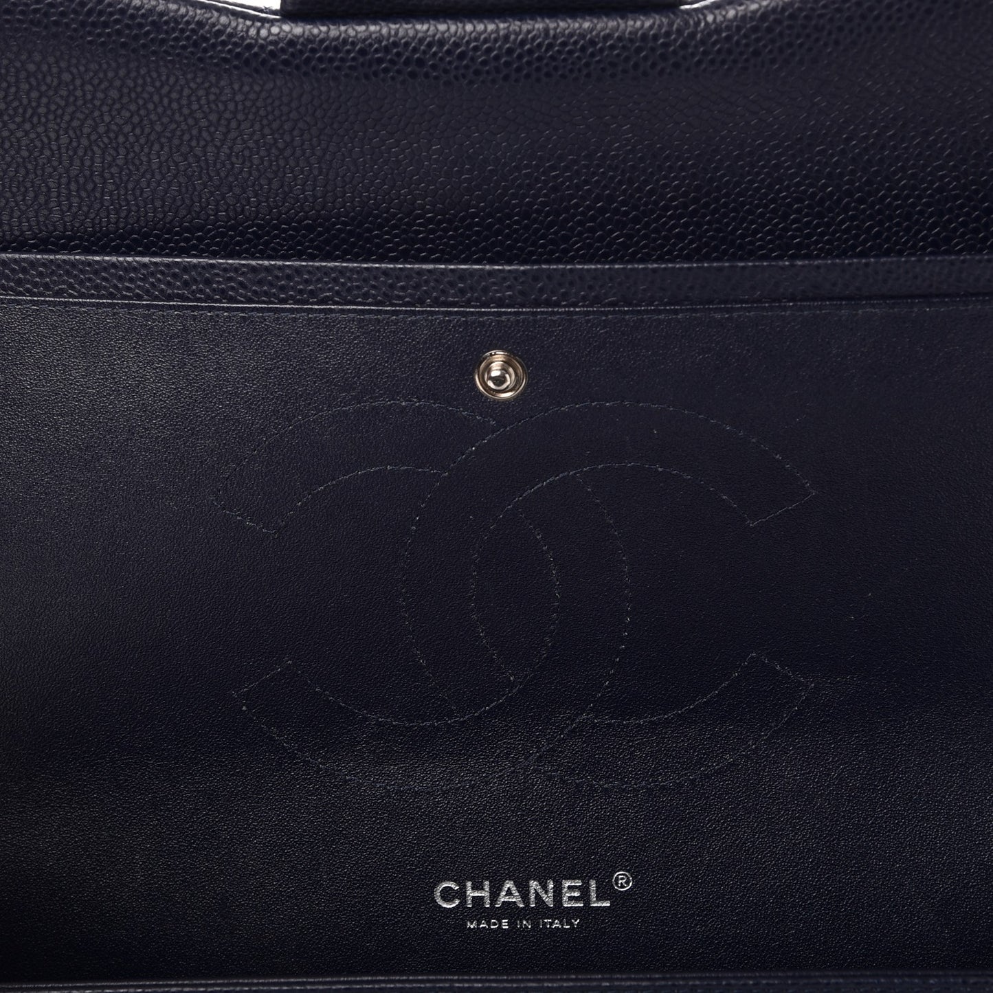 Caviar Quilted Jumbo Double Flap Navy Blue