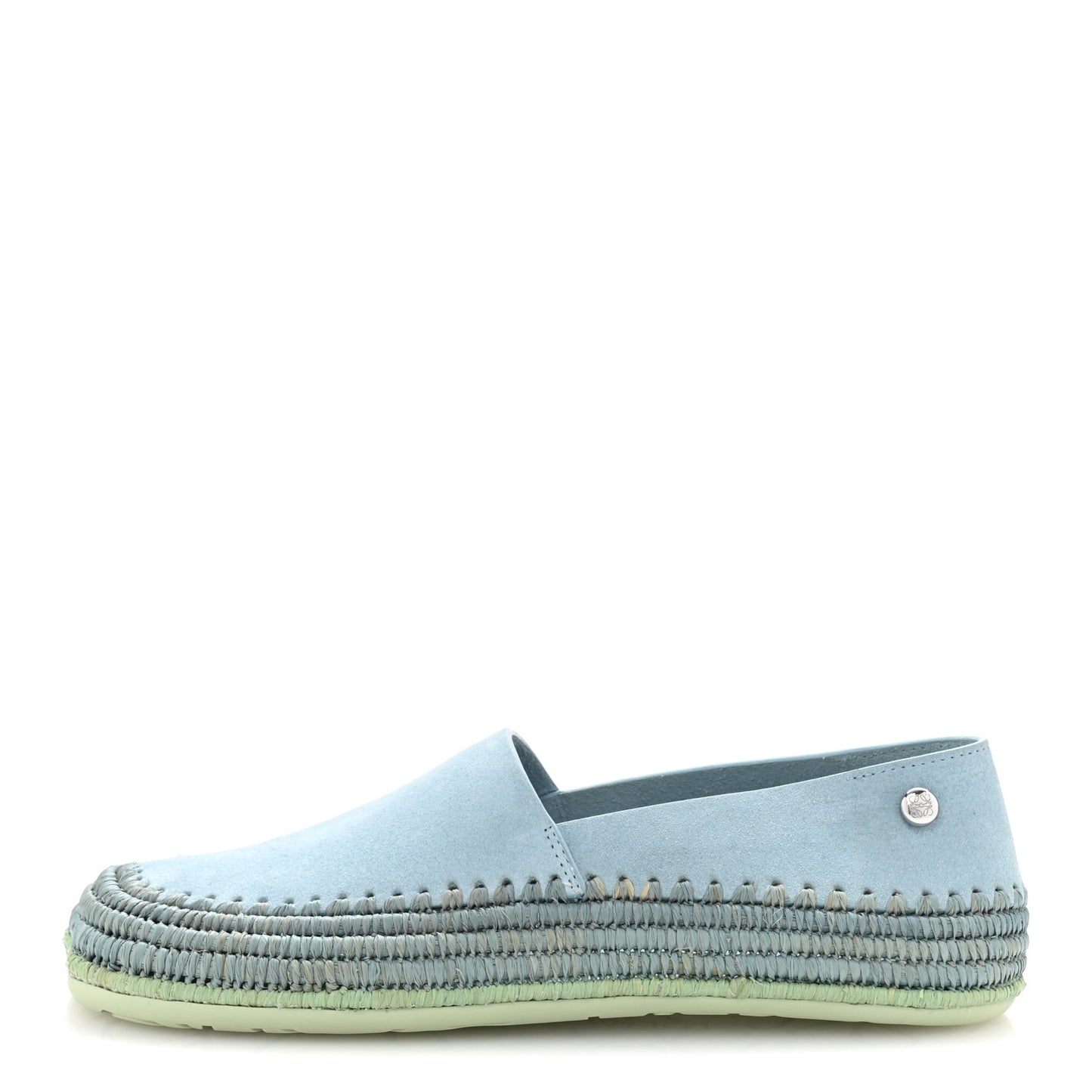 Suede Raffia Rio Slippers 37 Light Blue