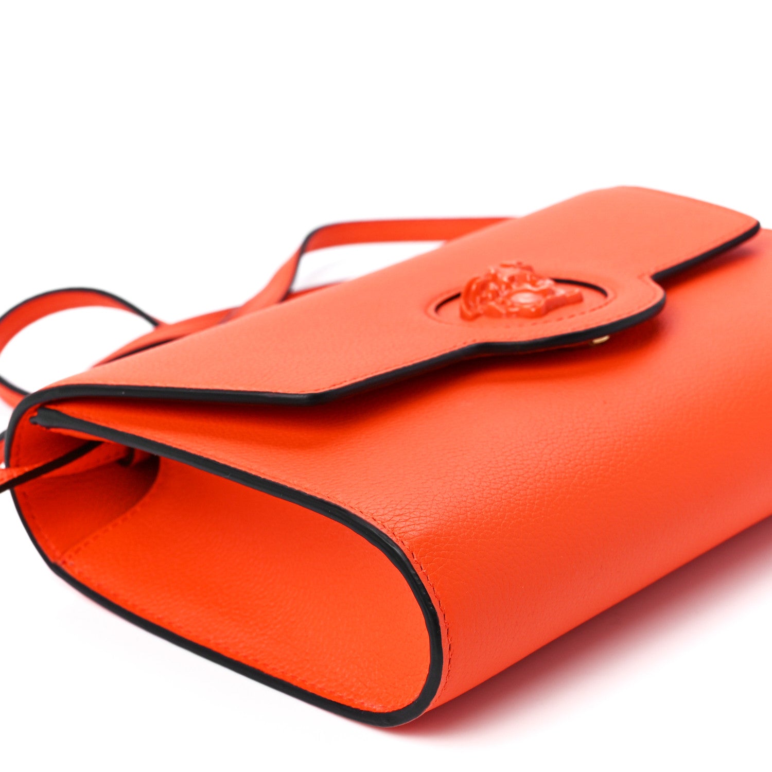 Versace Grained Calfskin La Medusa Crossbody Bag Orange 10 of 11