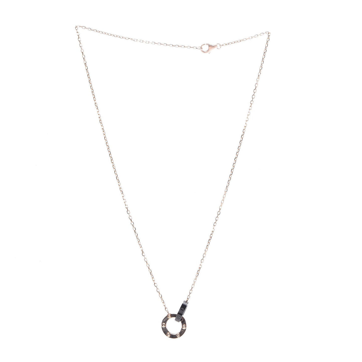 18K Pink Gold Black Ceramic Diamond Interlocking LOVE Necklace