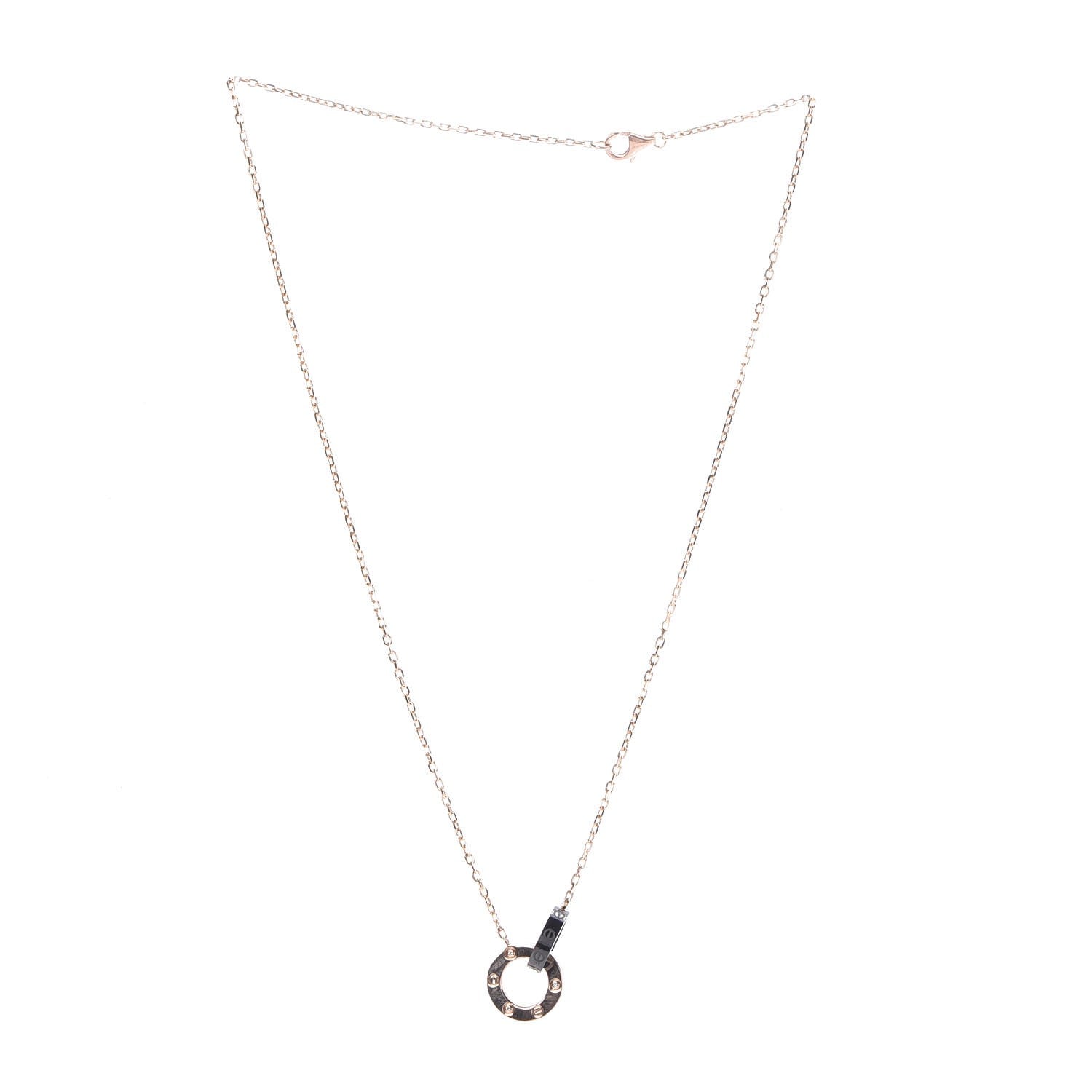 Cartier 18K Pink Gold Black Ceramic Diamond Interlocking LOVE Necklace 3 of 14