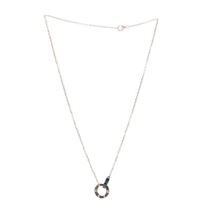 Cartier 18K Pink Gold Black Ceramic Diamond Interlocking LOVE Necklace 3 of 14