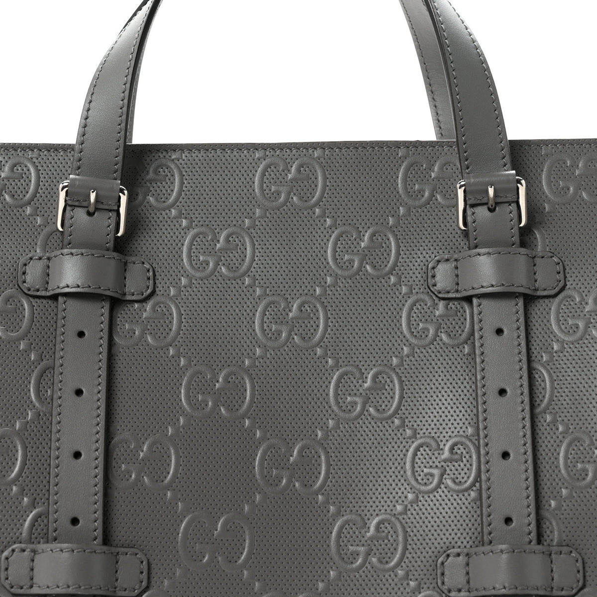 Calfskin GG Tennis Embossed Tote Bag Dusty Grey