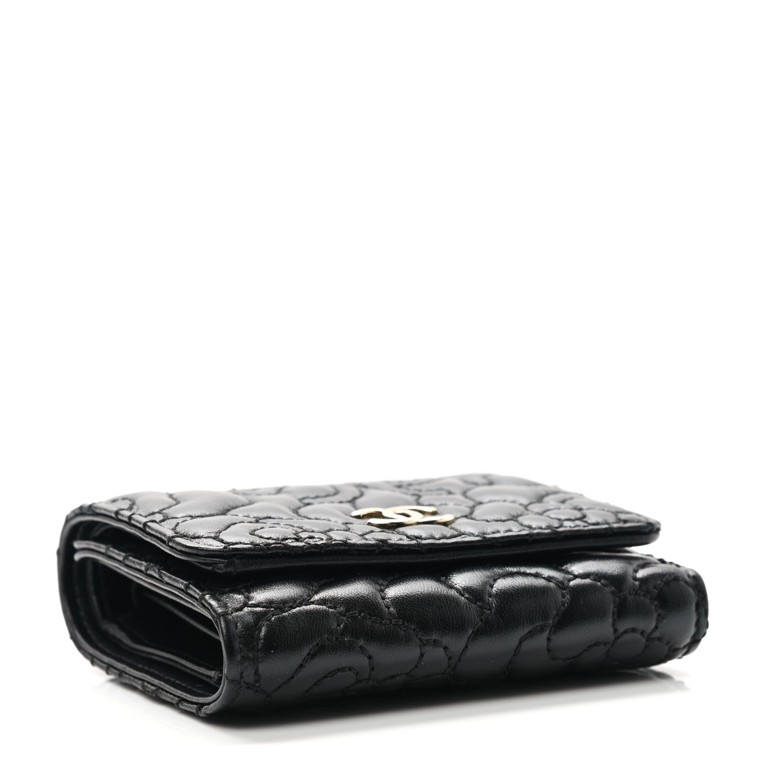 Chanel Lambskin Camellia Embossed Small Wallet Black 4 of 8