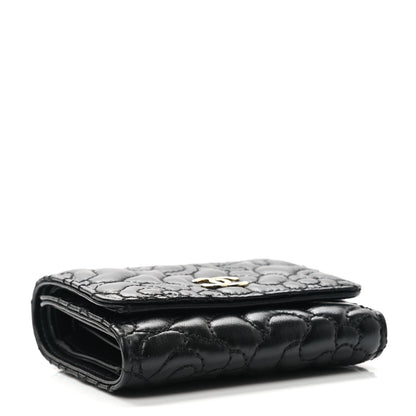 Chanel Lambskin Camellia Embossed Small Wallet Black 4 of 8