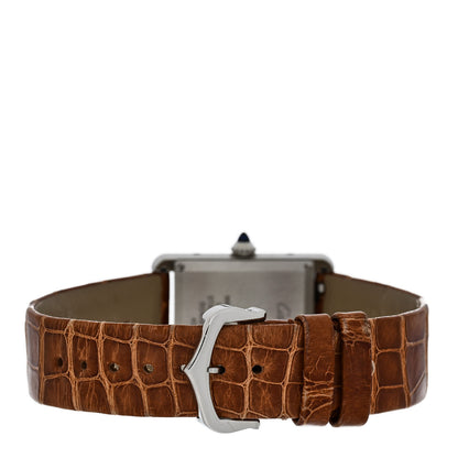 Cartier Stainless Steel Alligator 24mm Tank Solo Quartz Watch Brown 3 of 5