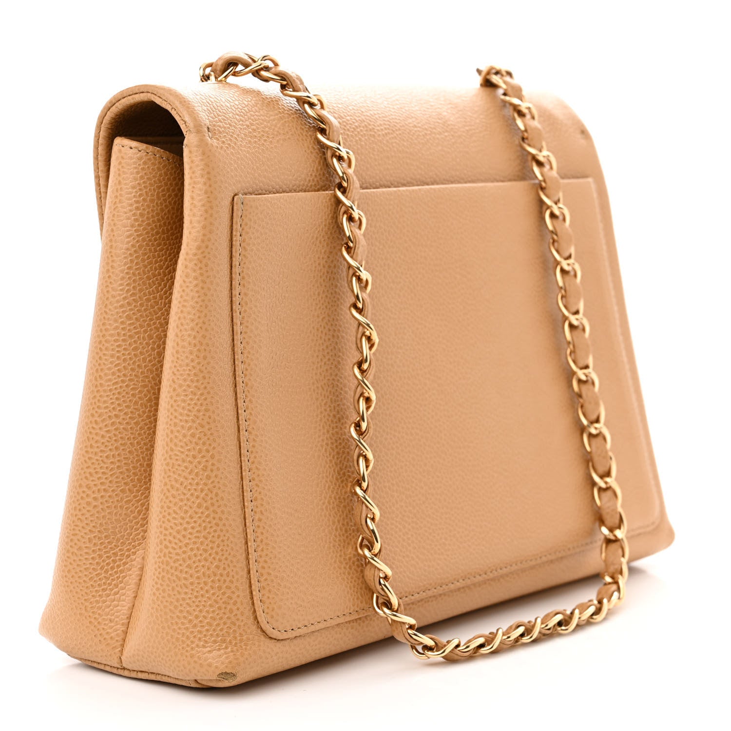 Chanel Caviar Flap Shoulder Bag Beige 3 of 12