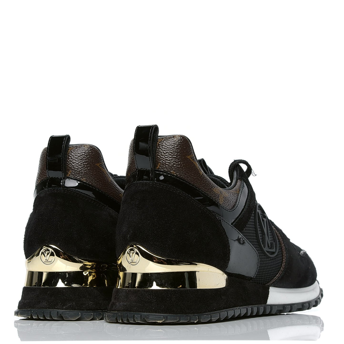 Suede Monogram Run Away Sneakers 38 Black