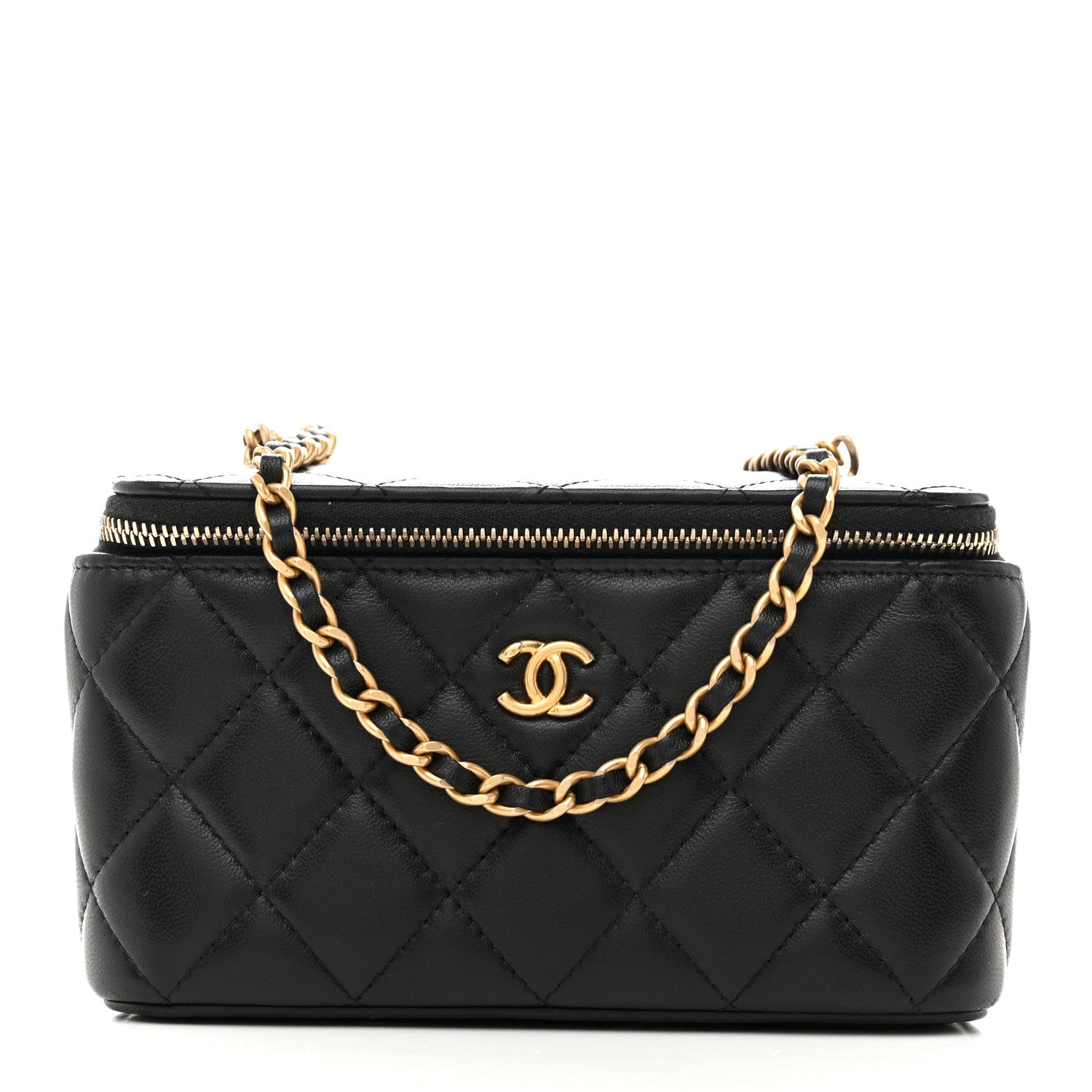 Chanel Lambskin Quilted Pearl Crush Small Vanity Case With Chain Black 1 of 13