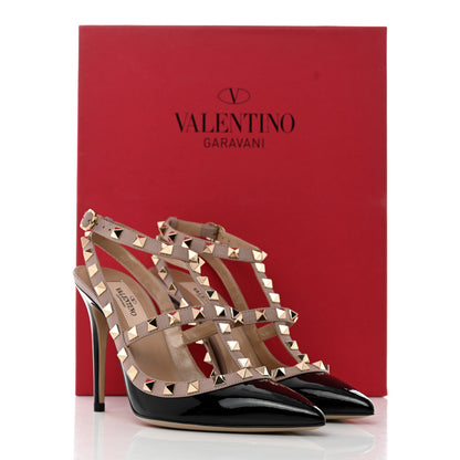 Valentino Garavani Patent Nappa Rockstud Ankle Strap 100mm Pumps 36 Black Poudre 9 of 9