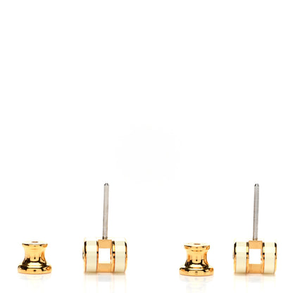 Hermes Gold Lacquered Mini Pop H Earrings White 3 of 6