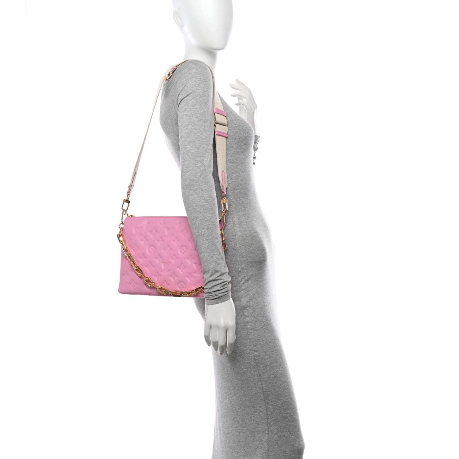 Louis Vuitton Lambskin Embossed Monogram Coussin PM  Rose Bonbon 2 of 10