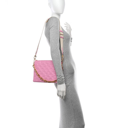 Louis Vuitton Lambskin Embossed Monogram Coussin PM  Rose Bonbon 2 of 10