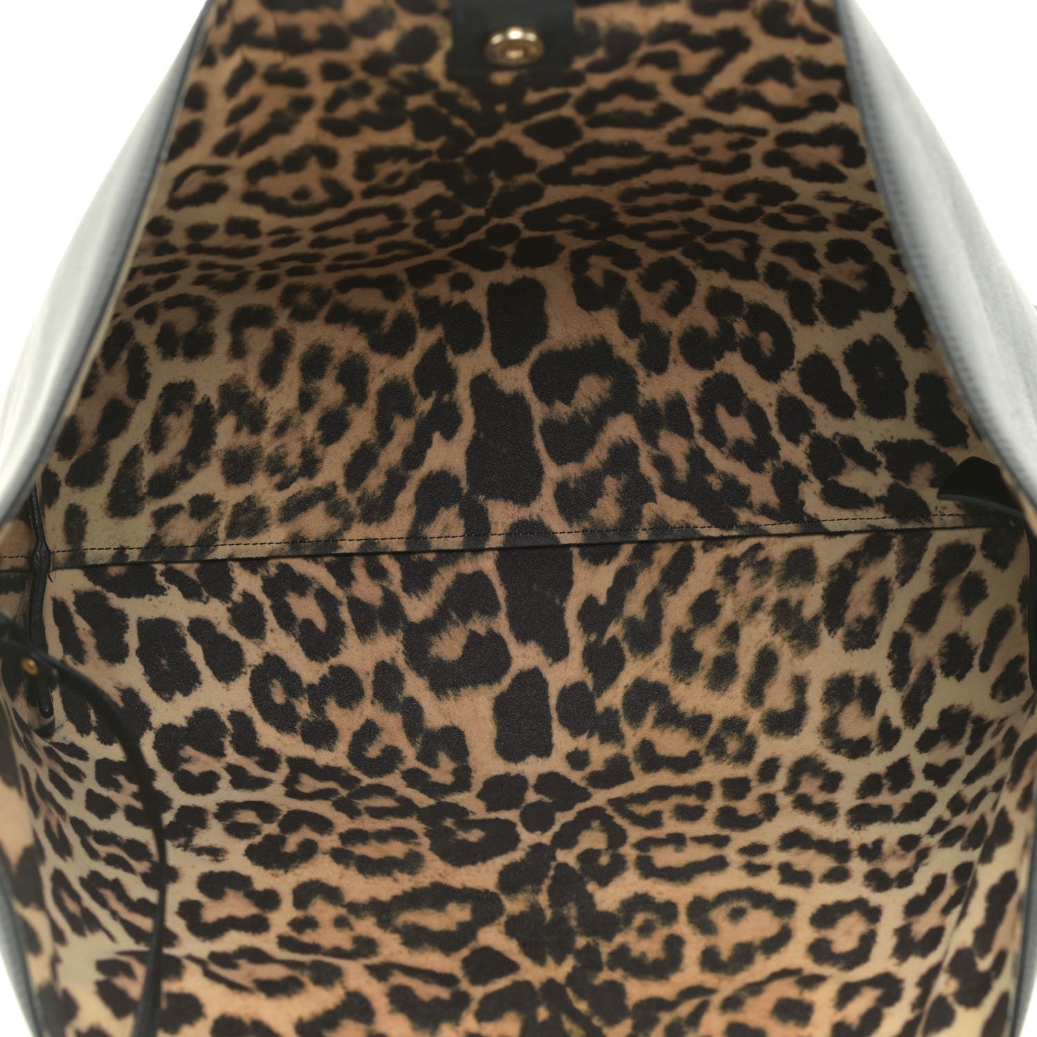 Saint Laurent Calfskin Large Leopard Print Shopping Tote Black 7 of 15