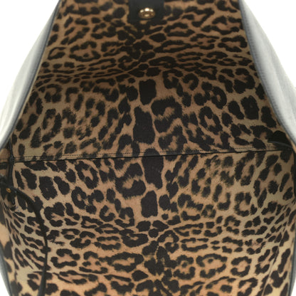 Saint Laurent Calfskin Large Leopard Print Shopping Tote Black 7 of 15