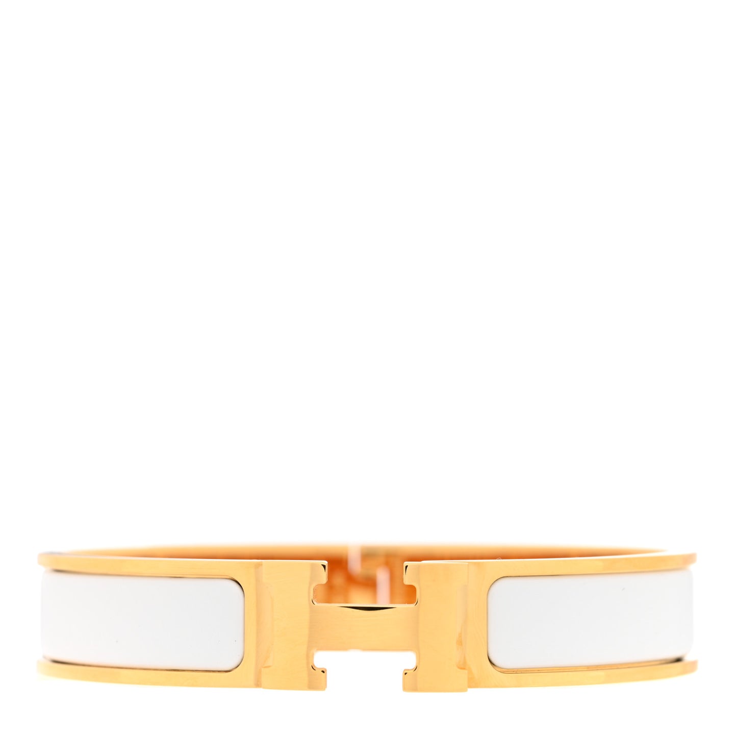 Enamel Narrow Clic Clac H Bracelet GM White