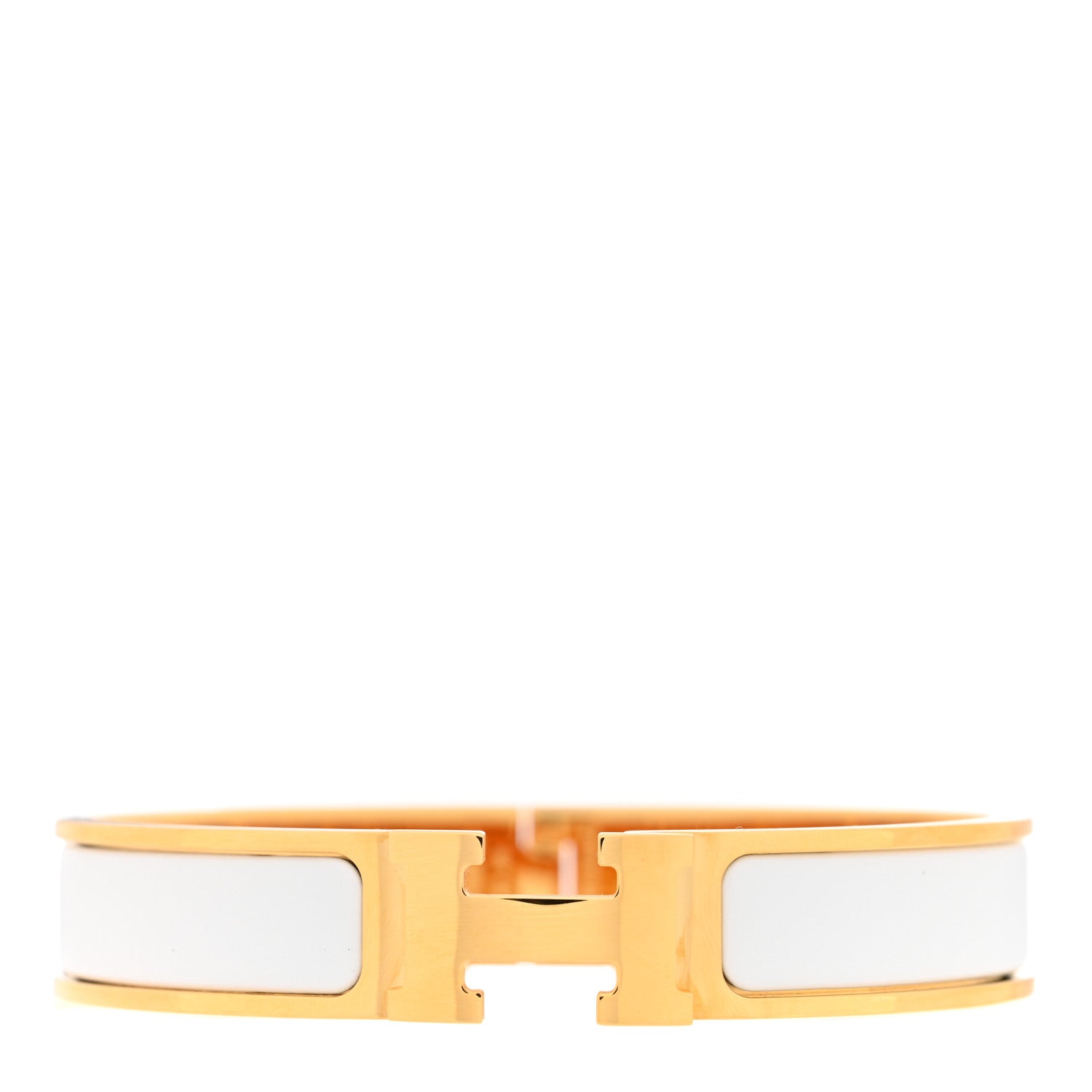 Hermes Enamel Narrow Clic Clac H Bracelet GM White 1 of 5