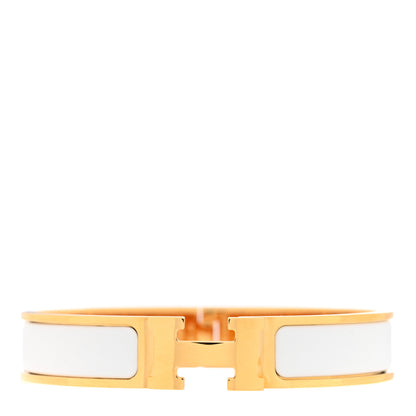 Hermes Enamel Narrow Clic Clac H Bracelet GM White 1 of 5