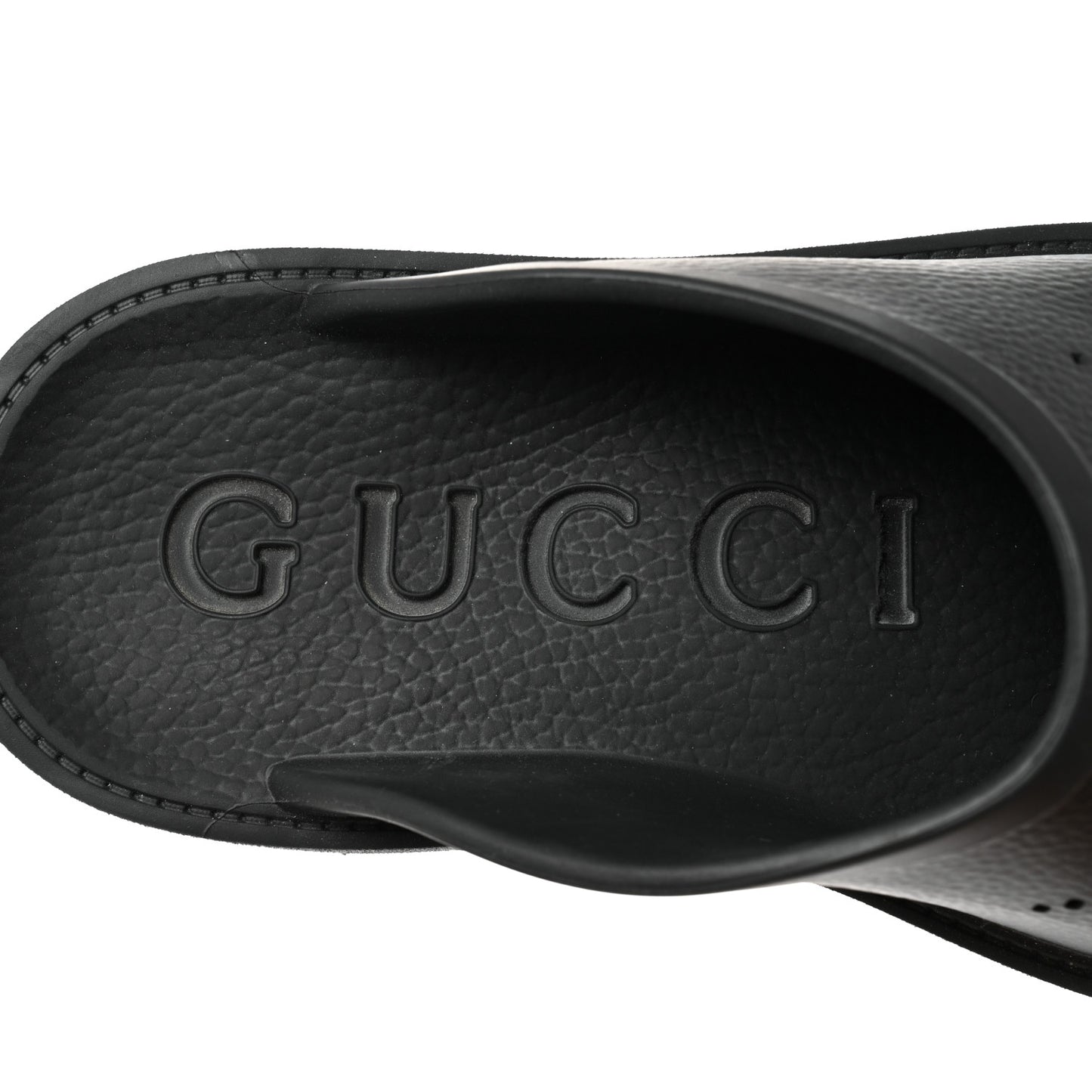 Rubber GG Monogram Perforated Elea Platform 55mm Lug Sole Sandals 40 Black