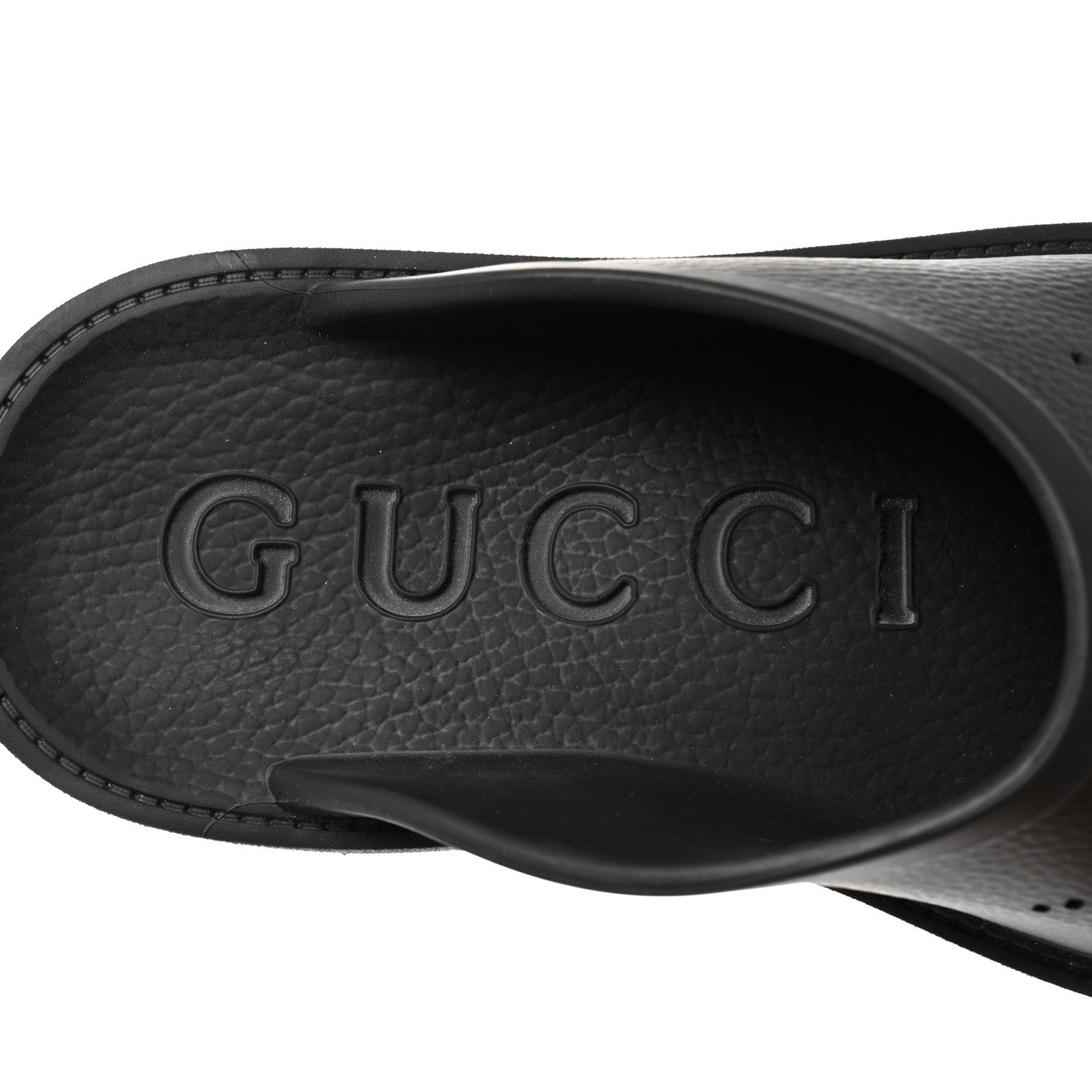 Gucci Rubber GG Monogram Perforated Elea Platform 55mm Lug Sole Sandals 40 Black 7 of 9