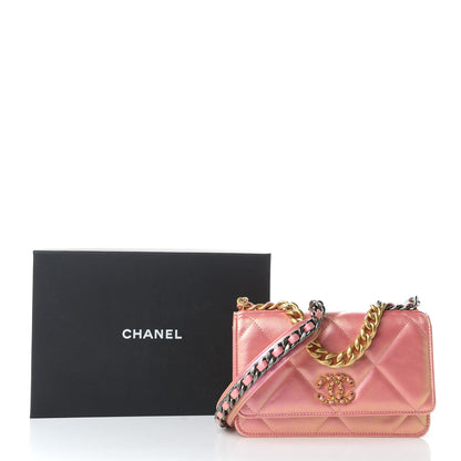 Chanel Iridescent Calfskin Quilted 19 Wallet On Chain WOC Pink 10 of 10