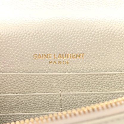 Saint Laurent Grain De Poudre Matelasse Chevron Monogram Envelope Chain Wallet Crema Soft 7 of 11