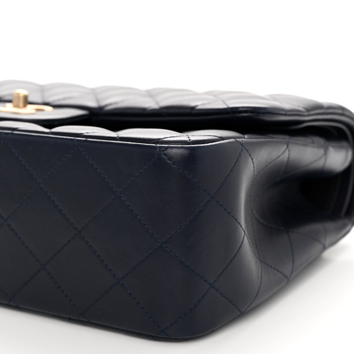 Lambskin Quilted Jumbo Double Flap Navy Blue