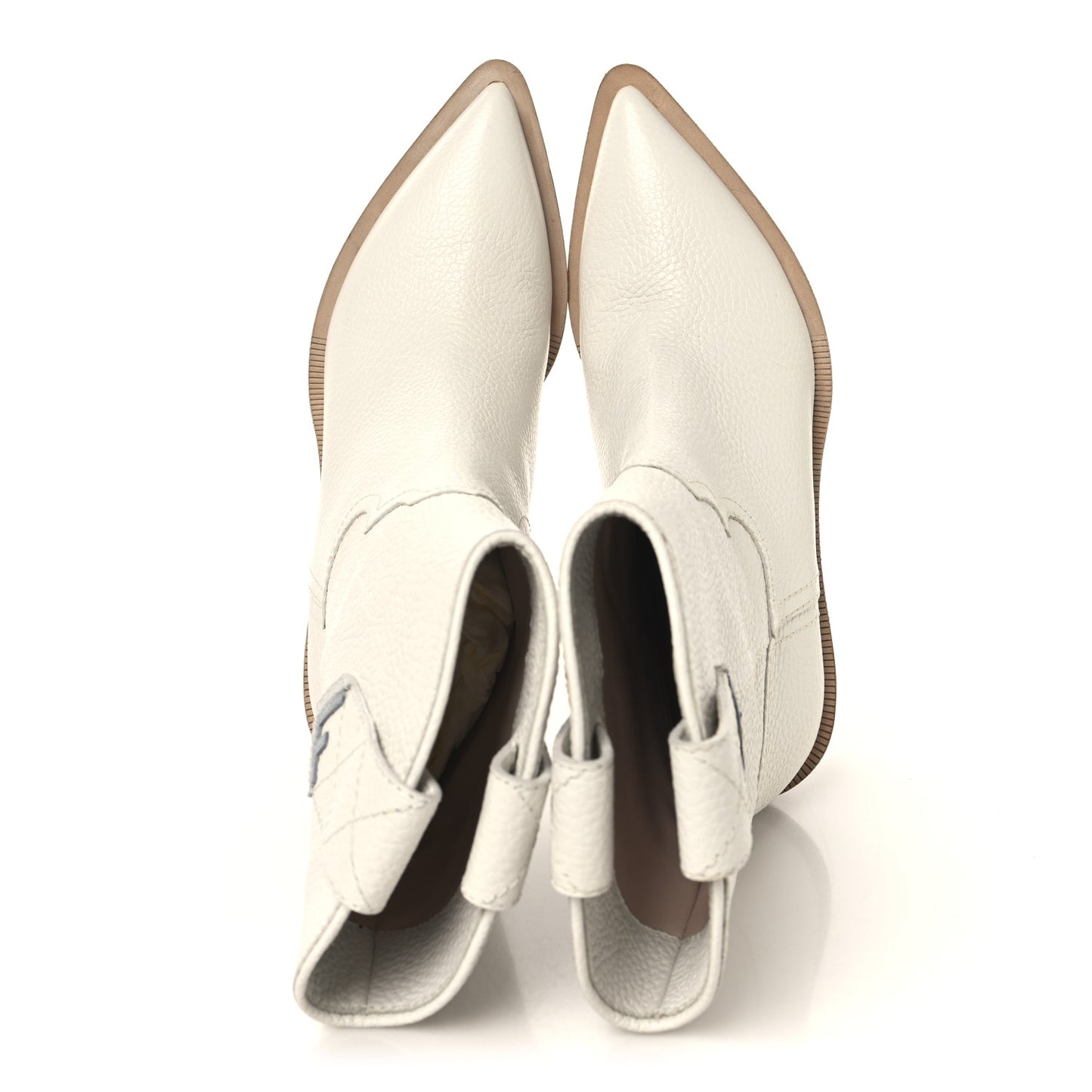 Grained Calfskin Cutwalk Ankle Boots 37.5 White