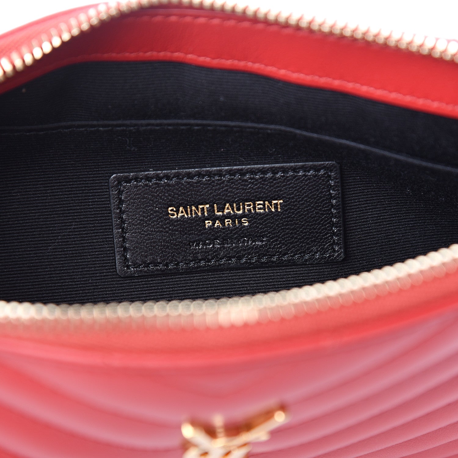 Saint Laurent Calfskin Matelasse Chevron Monogram A5 Wristlet Red 5 of 7