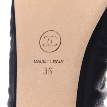 Chanel Lambskin CC Cap Toe Ballerina Flats 36 Navy 7 of 10
