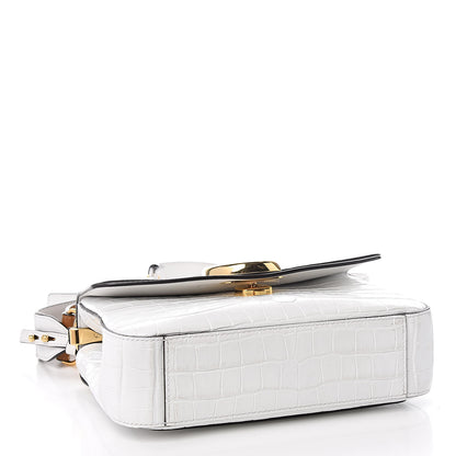 Chloe Calfskin Crocodile Embossed Small C Double Carry Brilliant White 4 of 12