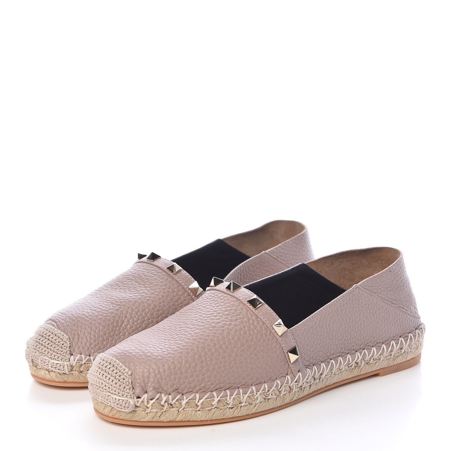 Valentino Garavani Pebbled Calfskin Rockstud Espadrilles 37 Poudre 3 of 9