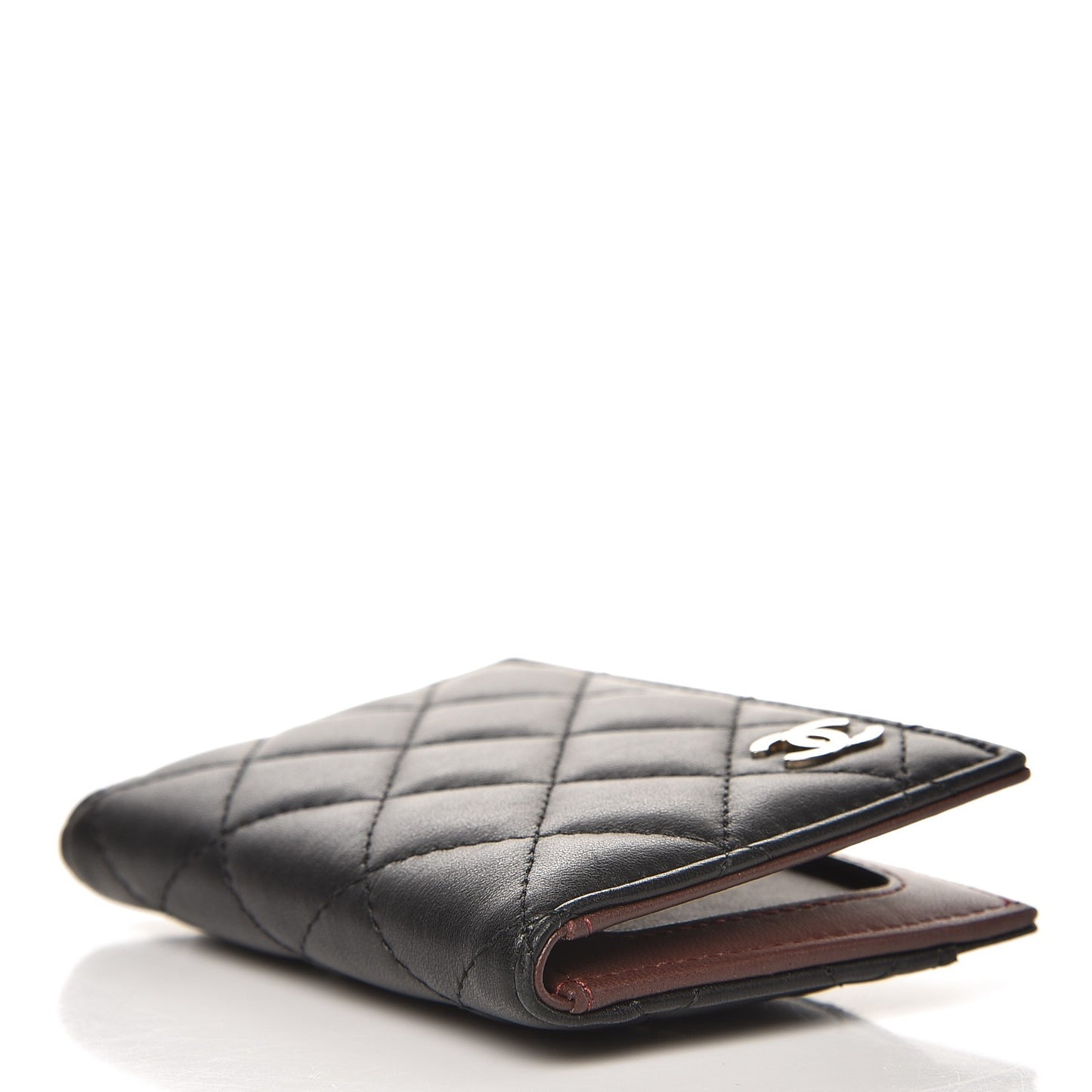 Lambskin Quilted Card Holder Wallet Black
