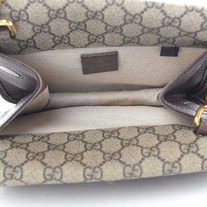 Gucci GG Supreme Monogram Web Small Neo Vintage Double Flap Messenger Bag Beige New Acero 5 of 14