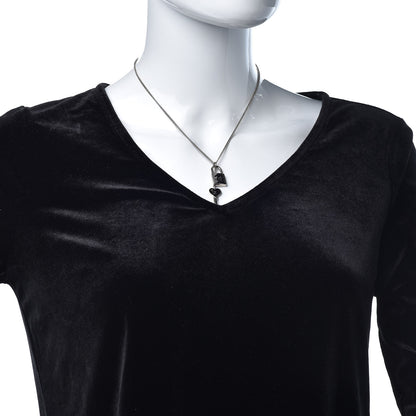 Chanel Enamel CC Padlock Heart Key Necklace Black Silver 2 of 4