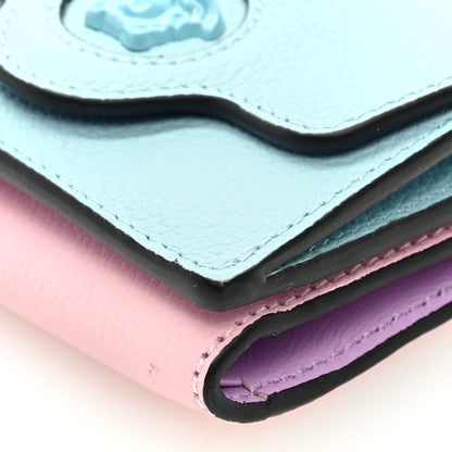 Versace Grained Calfskin Medusa Wallet on Chain Blue Pink 7 of 7