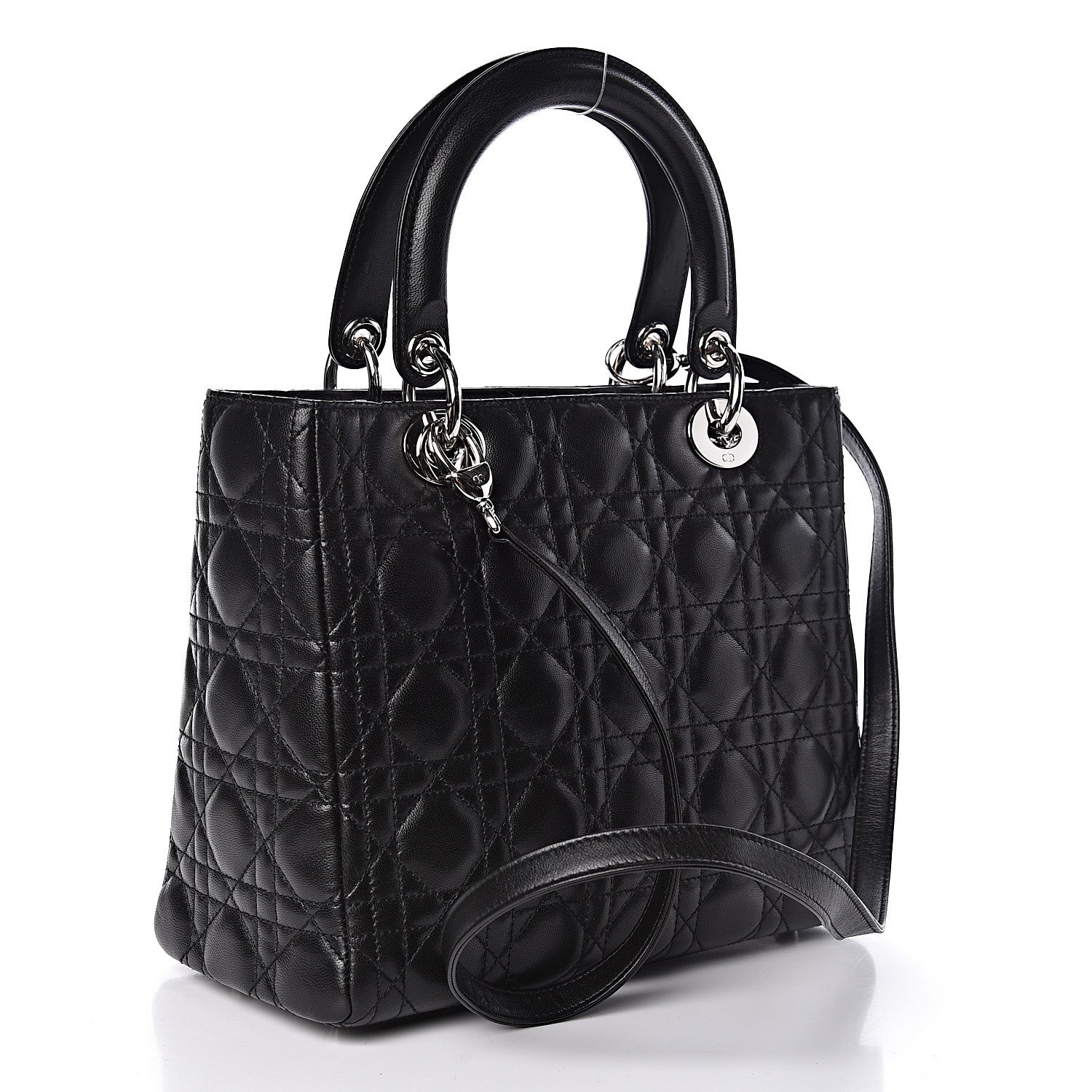 Christian Dior Lambskin Cannage Medium Lady Dior Black 3 of 15