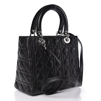 Christian Dior Lambskin Cannage Medium Lady Dior Black 3 of 15