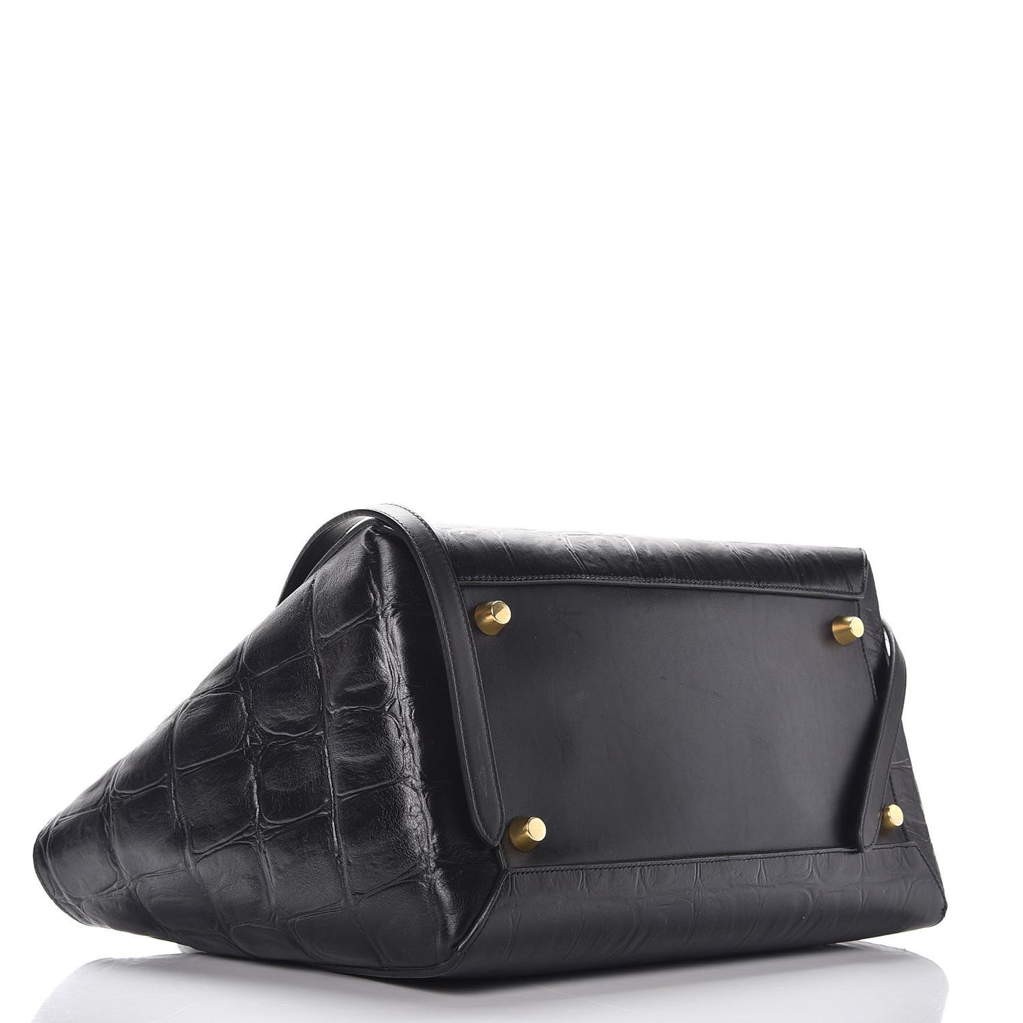 Calfskin Crocodile Embossed Small Belt Bag Black