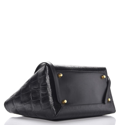Celine Calfskin Crocodile Embossed Small Belt Bag Black 4 of 10