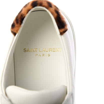 Saint Laurent Calfskin Leopard Print Andy Low Top Sneakers 36.5 White 8 of 11