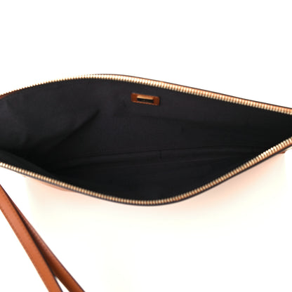 Fendi Vitello King Logo Embossed Large Flat Pouch Cuoio 5 of 10