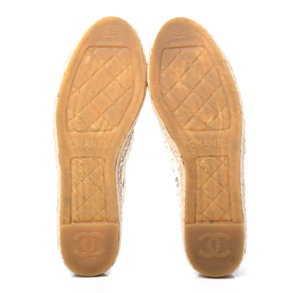 Chanel Woven Fabric Grosgrain CC Espadrilles 35 White Black 4 of 4