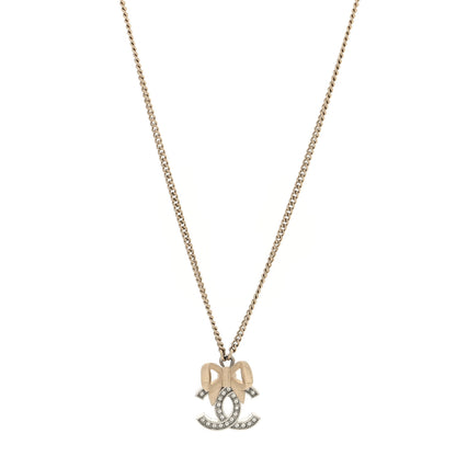 Chanel Crystal CC Bow Necklace Silver Gold 1 of 4
