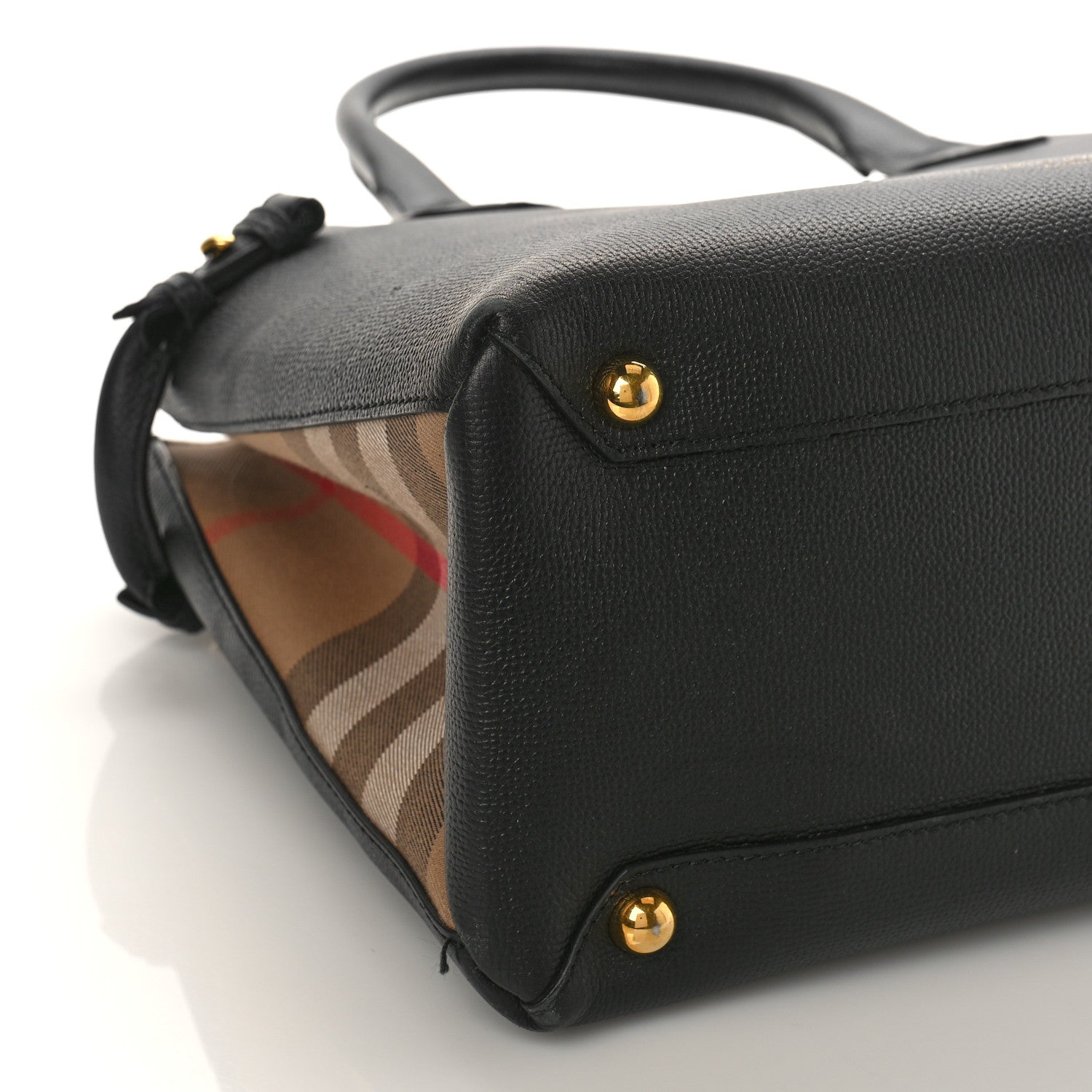 Burberry Grainy Calfskin House Check Medium Banner Tote Black 7 of 9