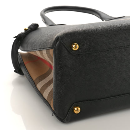 Burberry Grainy Calfskin House Check Medium Banner Tote Black 7 of 9