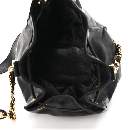 Chanel Lambskin CC Stitched Drawstring Bucket Bag Dark Brown 6 of 12